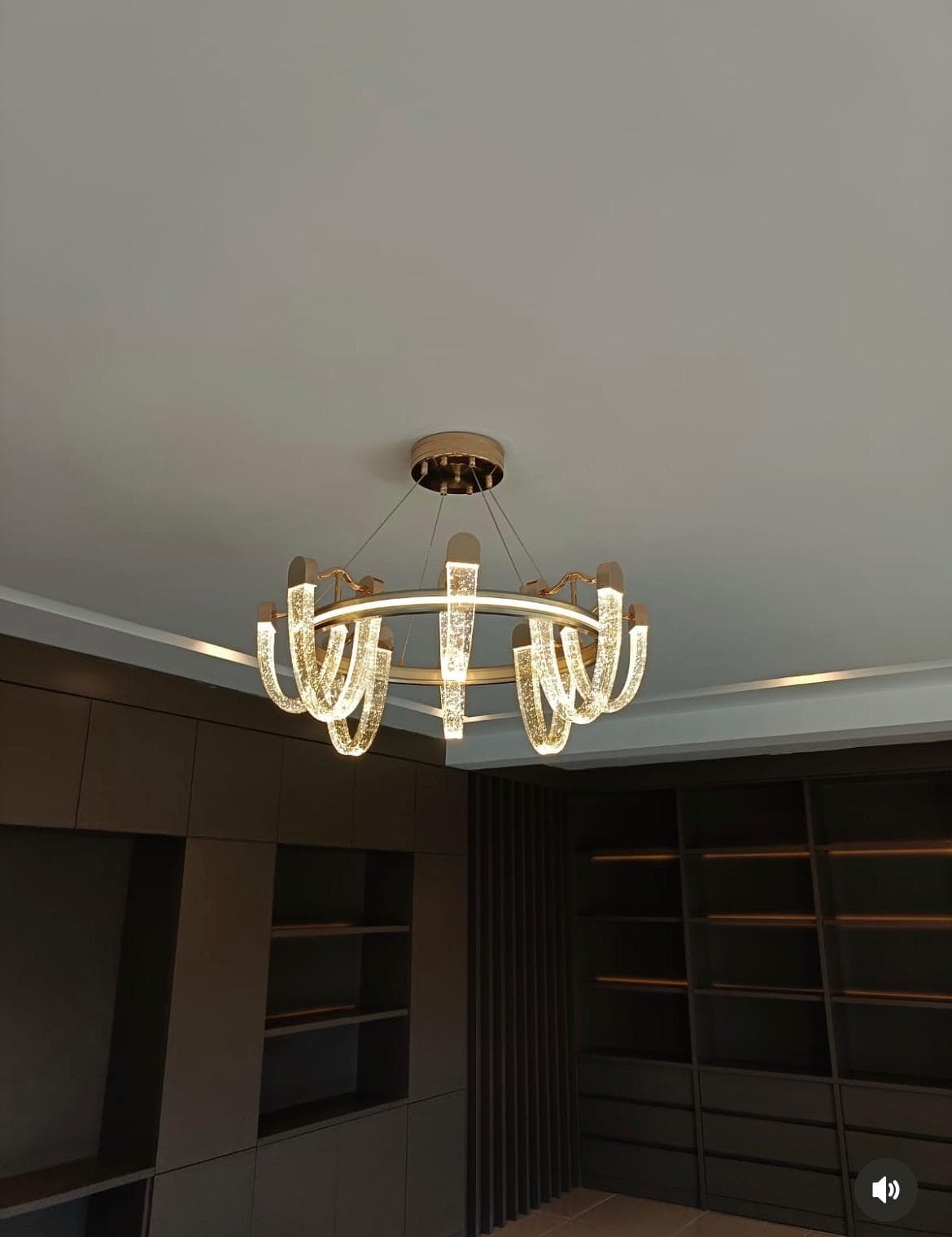 Kabarcıklı Kristal Akrilik U-Kollu Modern Halka LED Avize