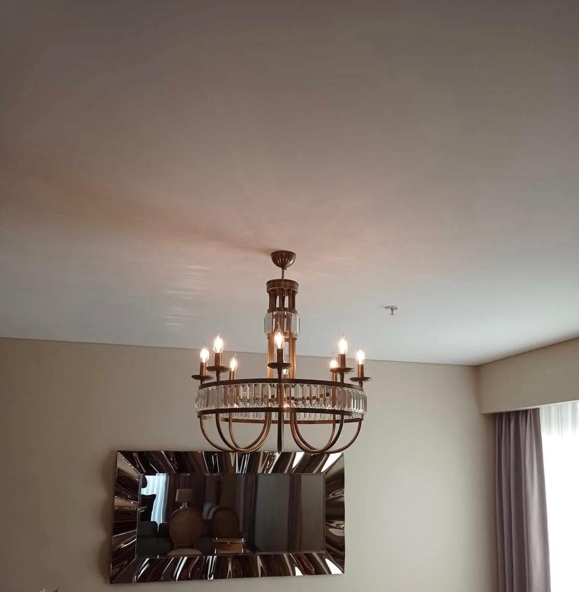 Kafes Formlu Kristal Baget Taşlı Klasik Salon Avizesi