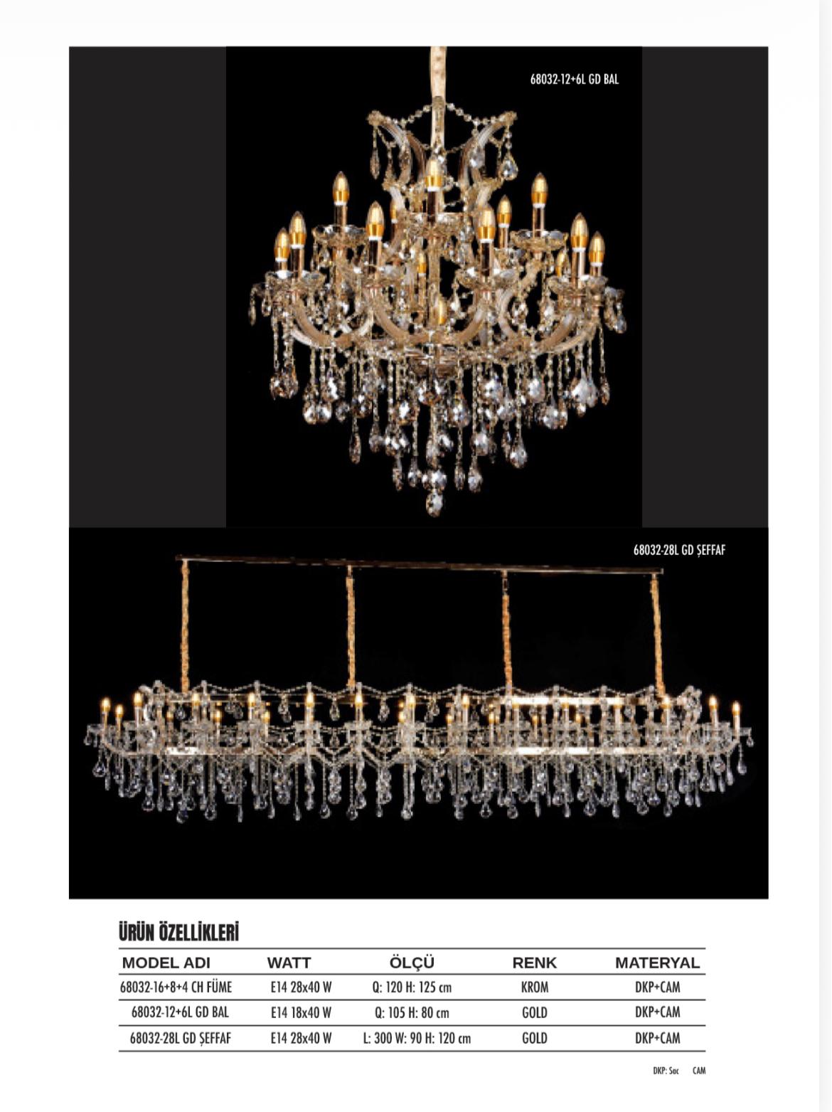 Maria Theresa 68032 Klasik Kristal Saray Avizesi - Görsel 1