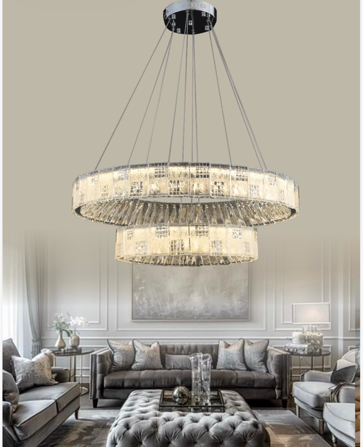 Kristal Taşlı Hibrit LED Avize - Görsel 1